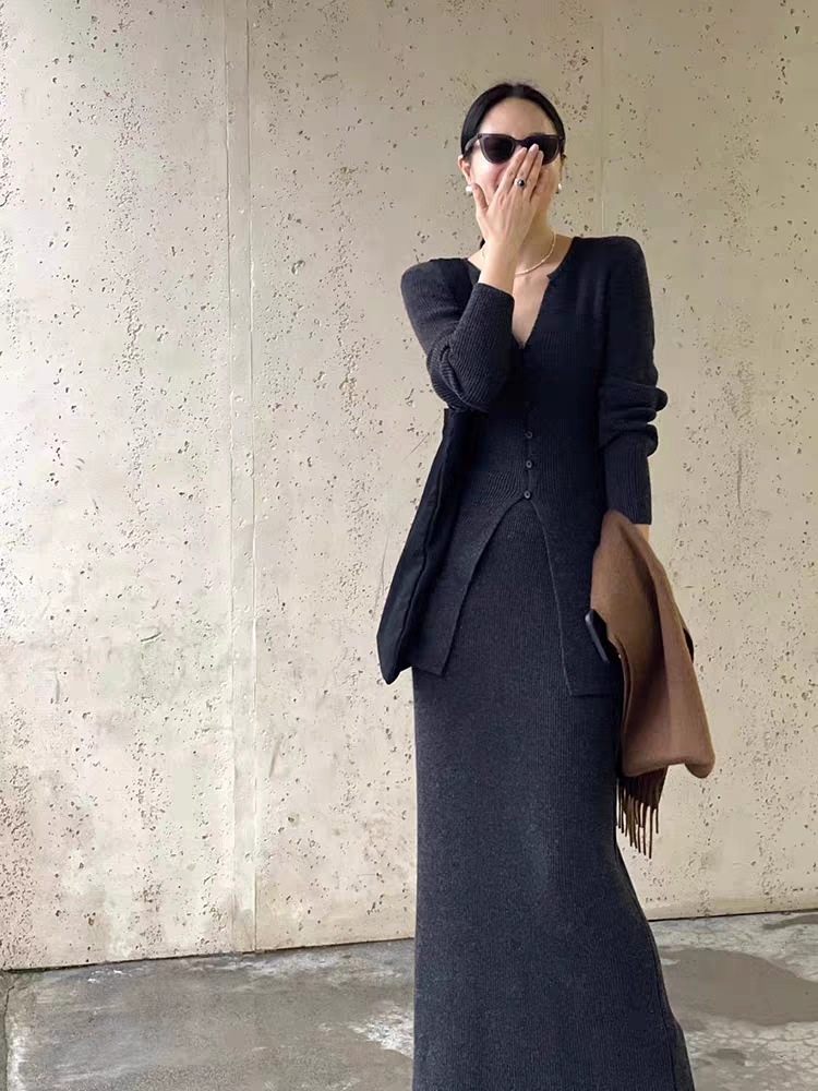 鬆弛感優雅休閒套裝裙 (2件組)