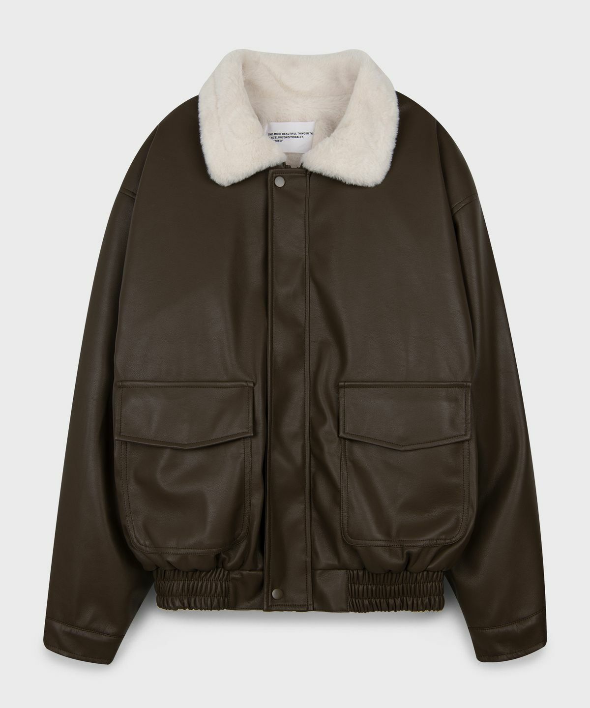 Place Studio Vegan Leather Oversized Fit Wool Suede Coat Mouton Jacket Jumper