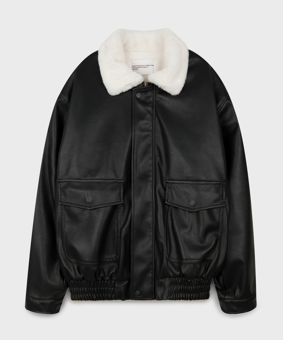 Place Studio Vegan Leather Oversized Fit Wool Suede Coat Mouton Jacket Jumper