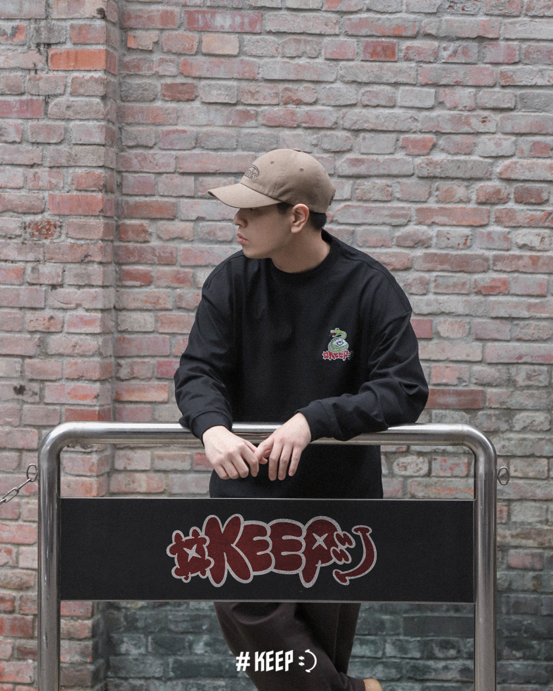 #KEEP YOUR LUCK GOING LONG SLEEVE 黑色 重磅 寬版 落肩 2025青竹絲 蛇來好運 長TEE【KS271-BK】CNYSNAKE