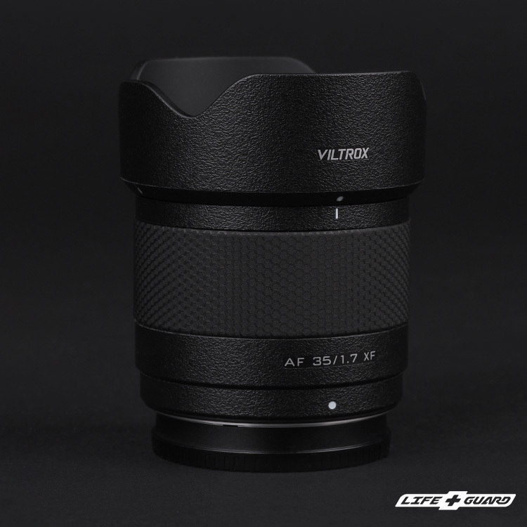 LIFE+GUARD 鏡頭貼膜安裝示意，適用 Viltrox AF 35mm F1.7 XF
