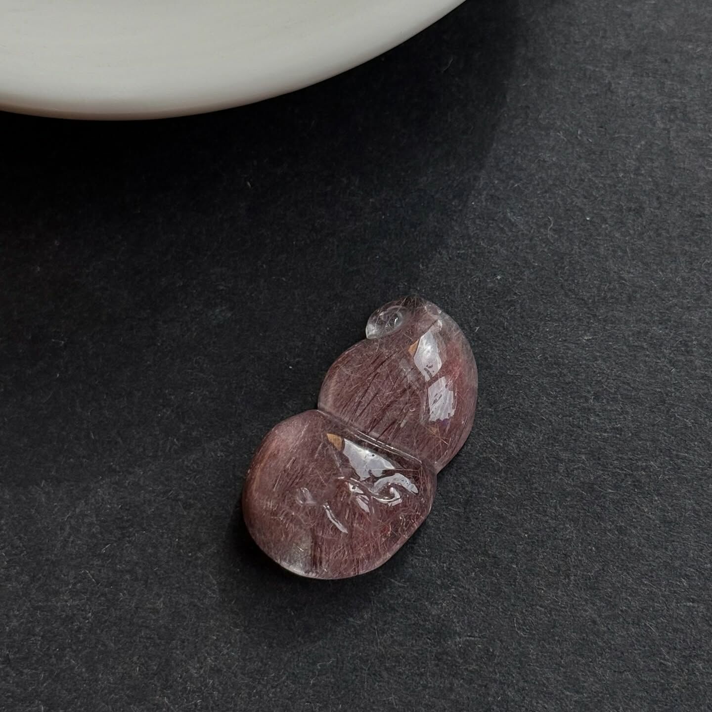 [原石] 紅髮晶 吉祥葫蘆（有墜孔）水晶雕刻件