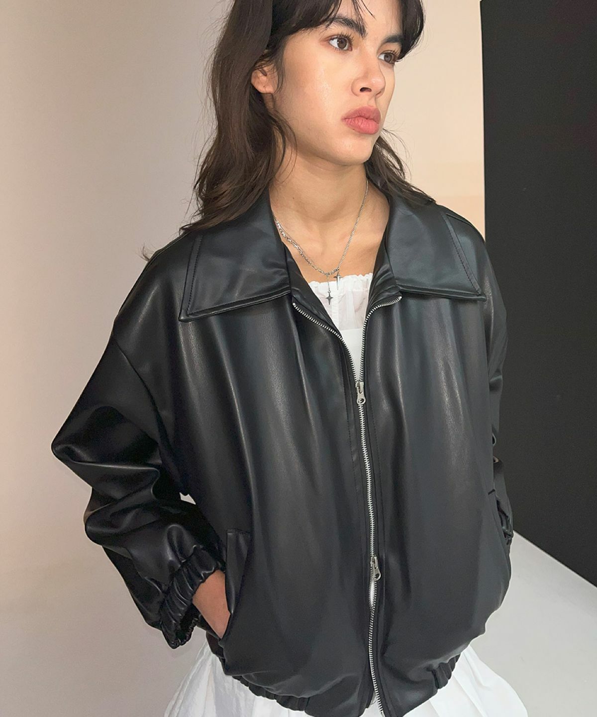 Place Studio Vegan Leather Overfit Blouson