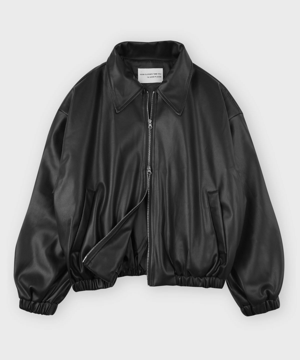 韓国商品/ROCKCAKE Overfit Leather Blouson Jacket MUSINSA | ROCKCAKE Overfit Leather Blouson Jacket - Black