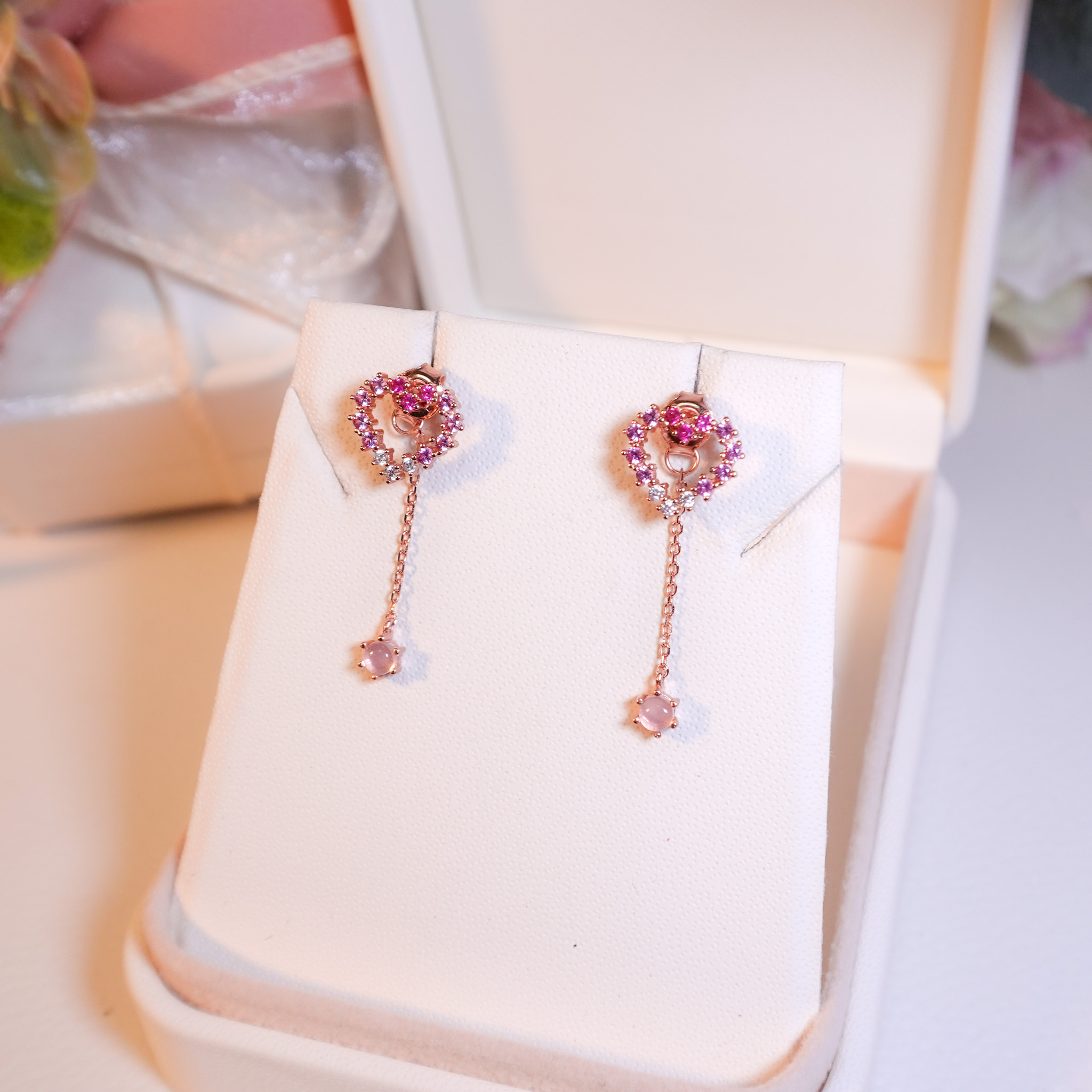 | 925純銀・厚鍍白金・ 厚鍍玫瑰金 | 愛意耳環 (銀/玫瑰金) | EA0911 |