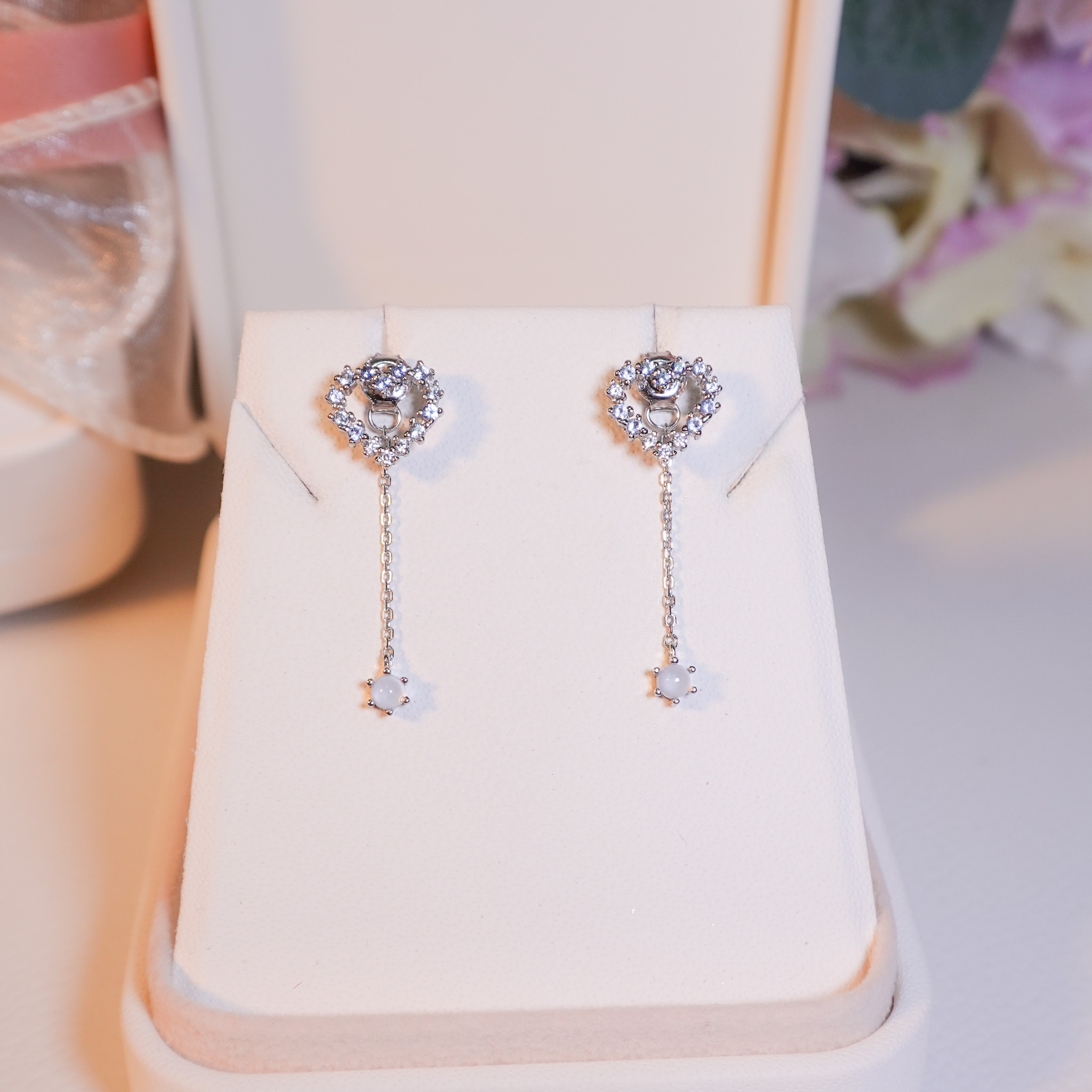 | 925純銀・厚鍍白金・ 厚鍍玫瑰金 | 愛意耳環 (銀/玫瑰金) | EA0911 |