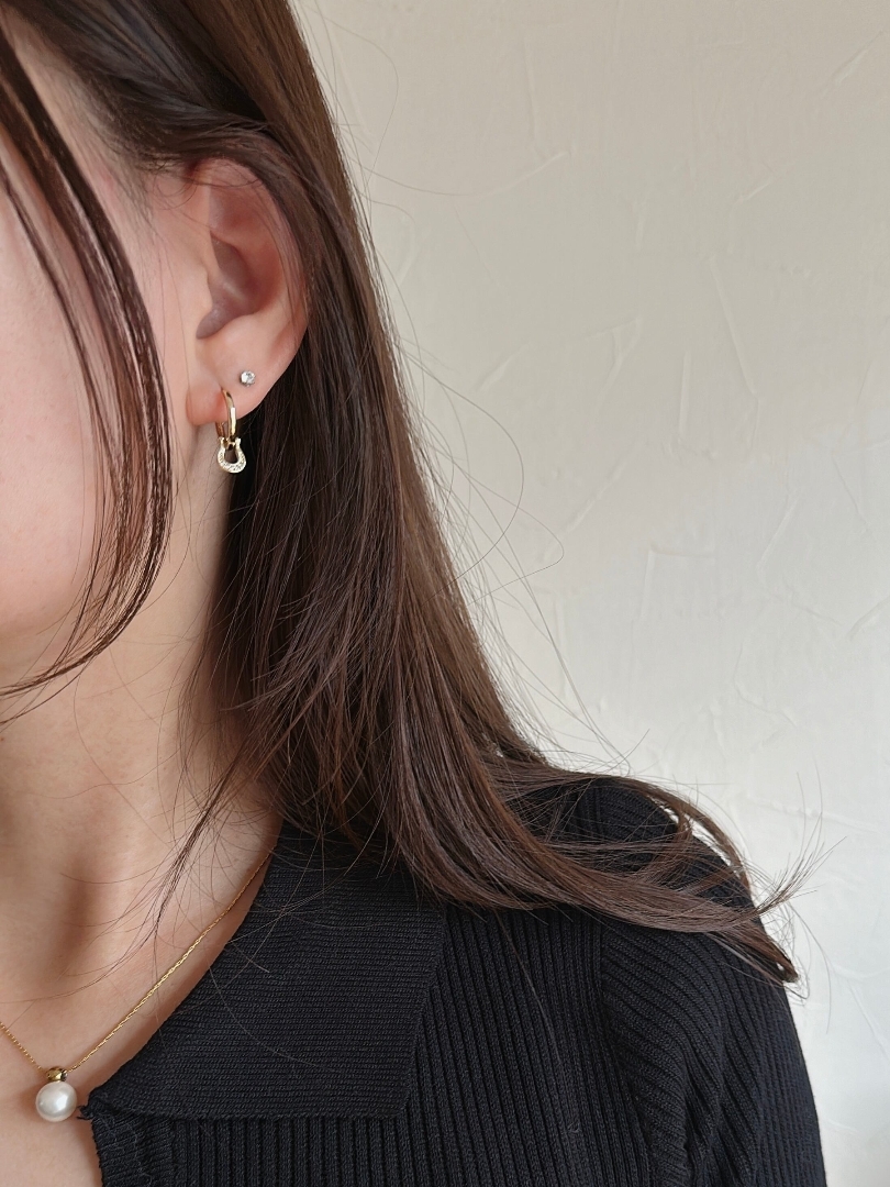 S925 horse shoe hoop pierce