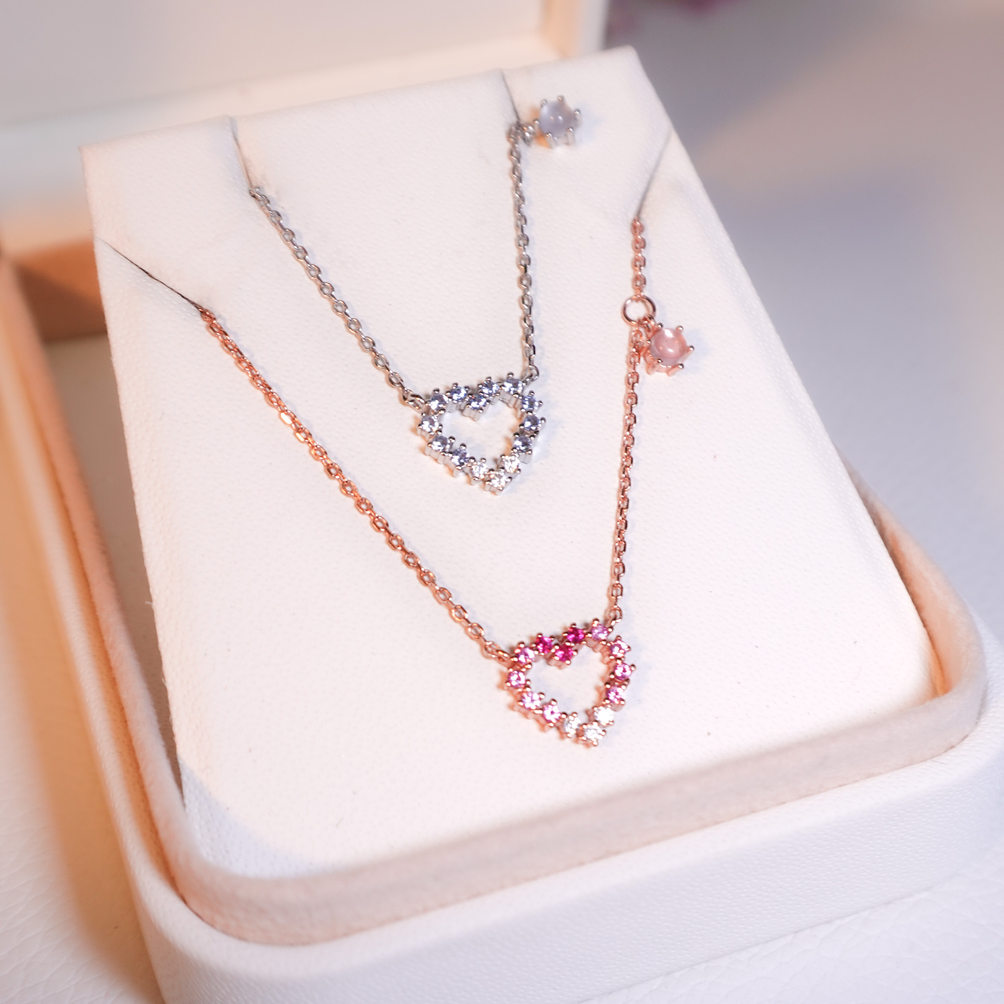 | 925純銀・厚鍍白金・ 厚鍍玫瑰金 | 愛意項鍊 (銀/玫瑰金) | NE1308 |