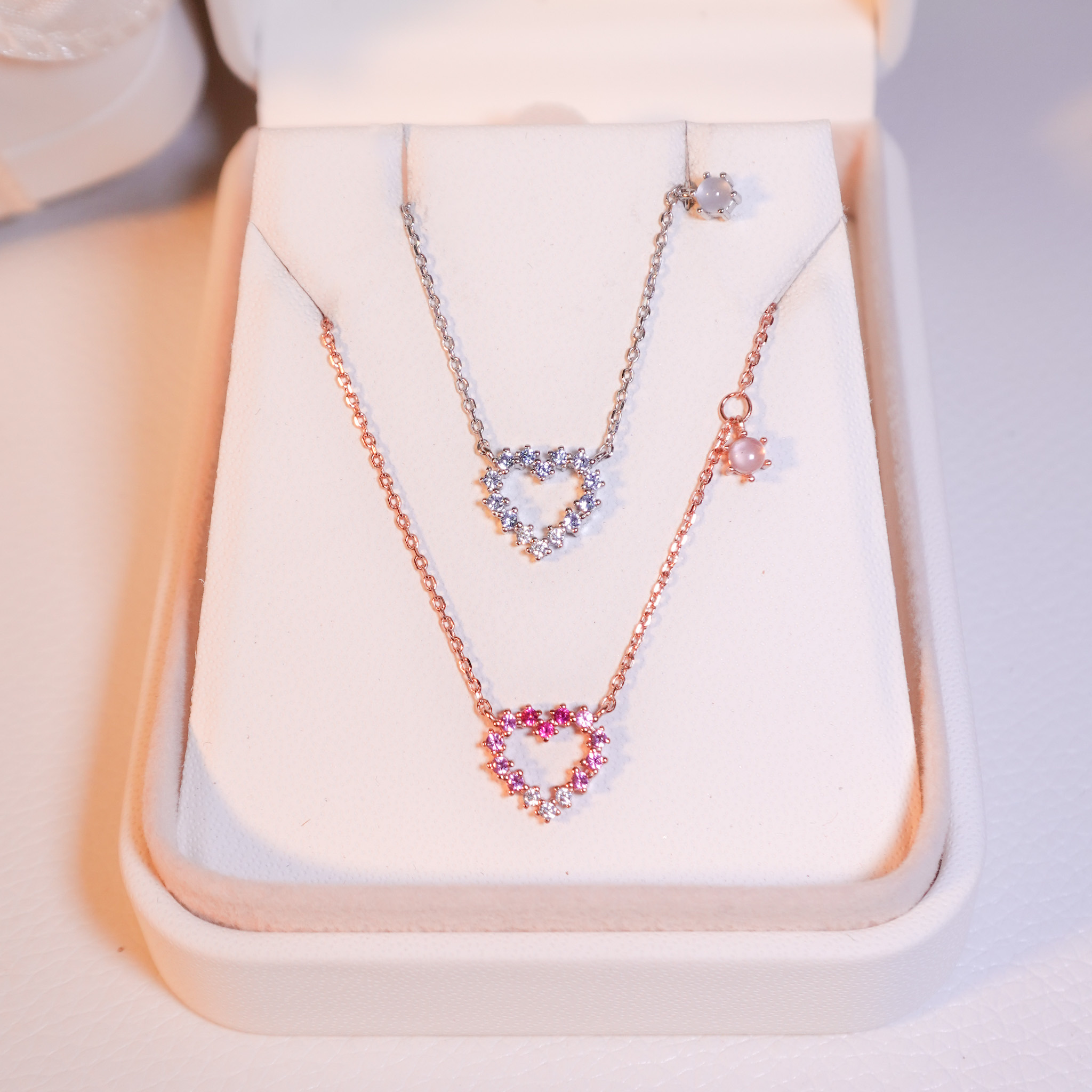 | 925純銀・厚鍍白金・ 厚鍍玫瑰金 | 愛意項鍊 (銀/玫瑰金) | NE1308 |