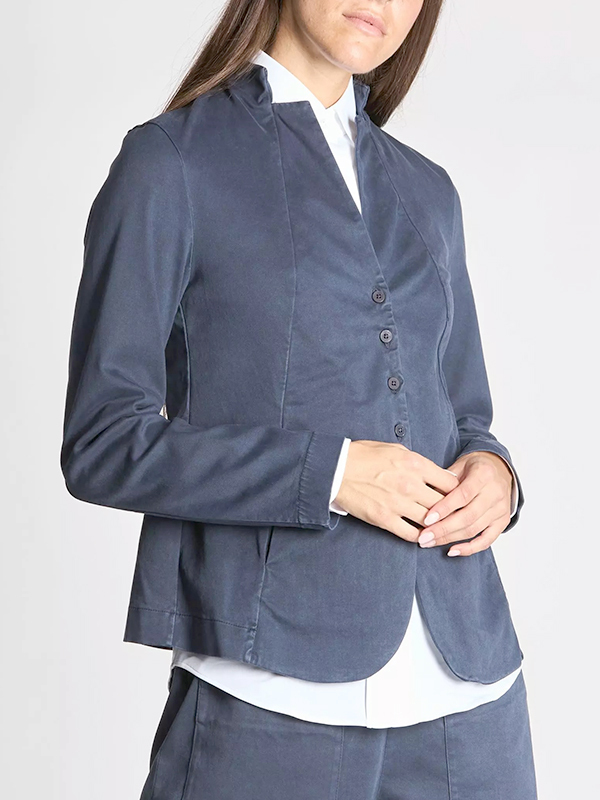 TRANSIT 造型領短外套(藍)