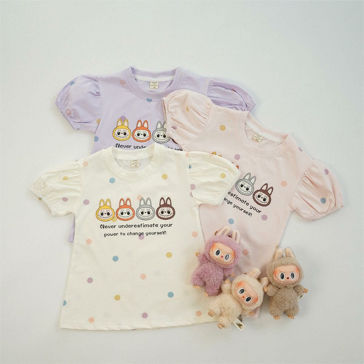 韓版 Labubu 夏季圓點連衣裙