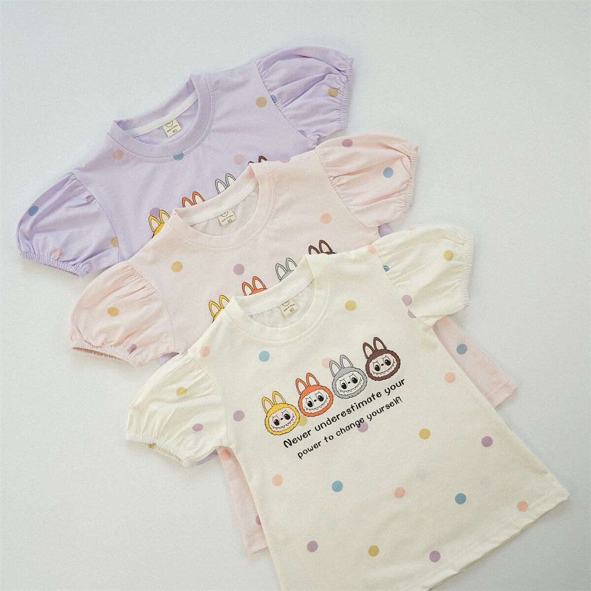 韓版 Labubu 夏季圓點連衣裙