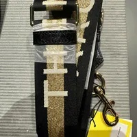 [S] MARC JACOBS M0014087-765 THE LOGO WEBBING STRAP,BLACK/GOLD, 191267426679 (SMJ420)