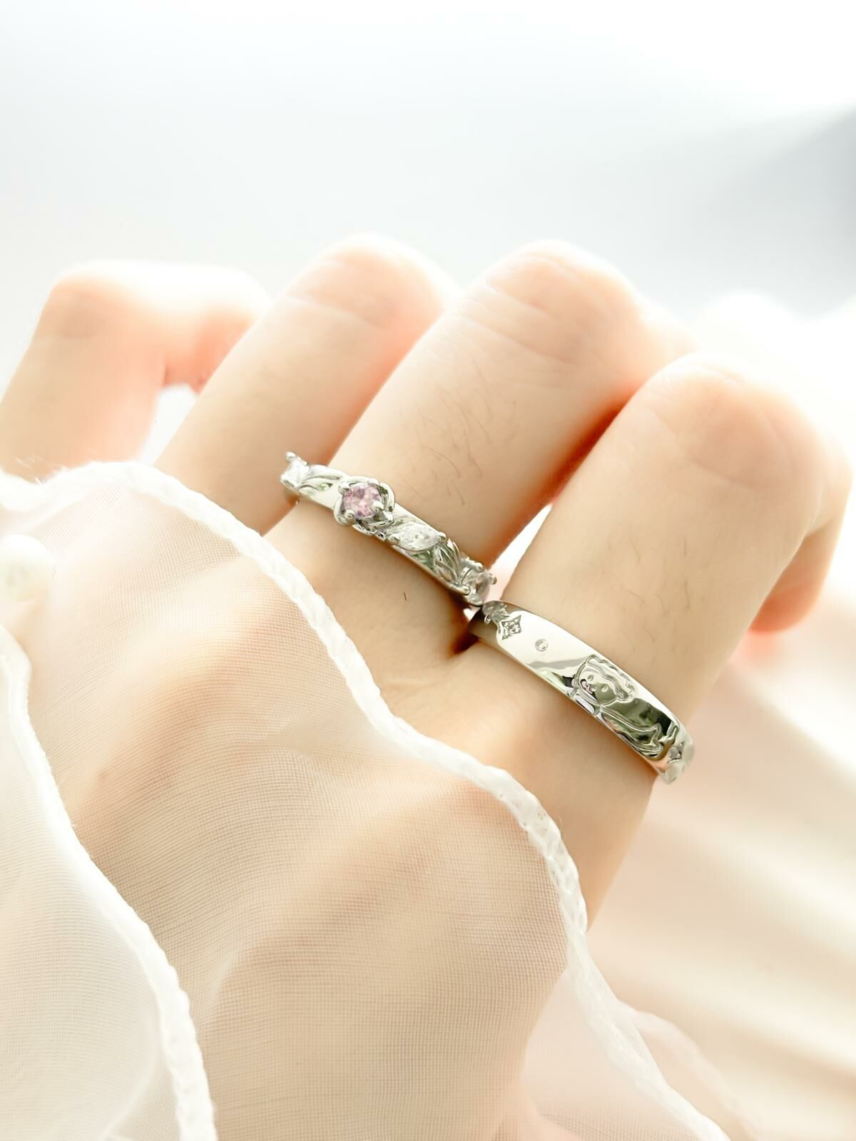 「小王子和玫瑰花」情侶戒指 | S925純銀和鍍銀 | 免費刻字