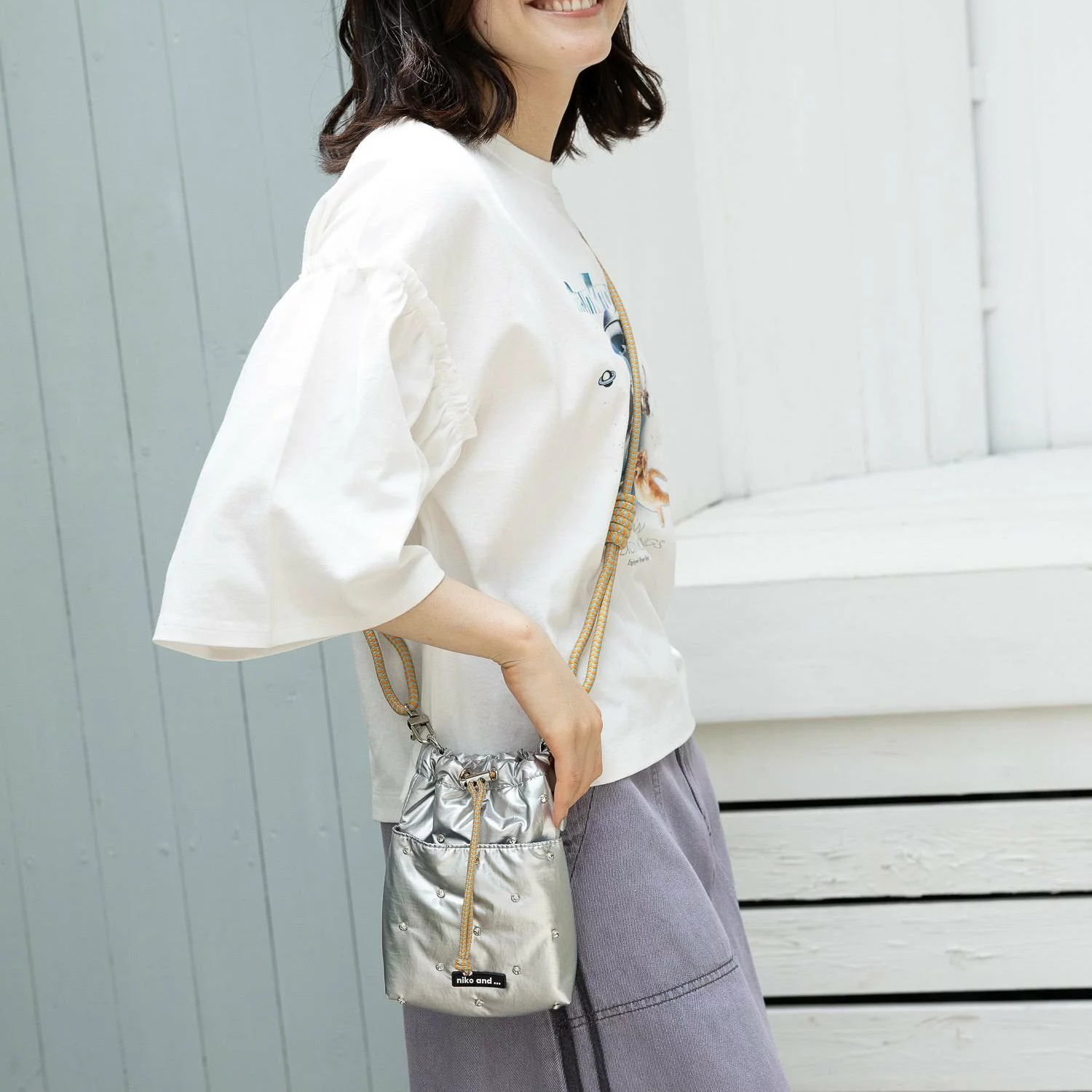 日本選物｜niko and ... Bling Bling閃石款抽繩單肩包