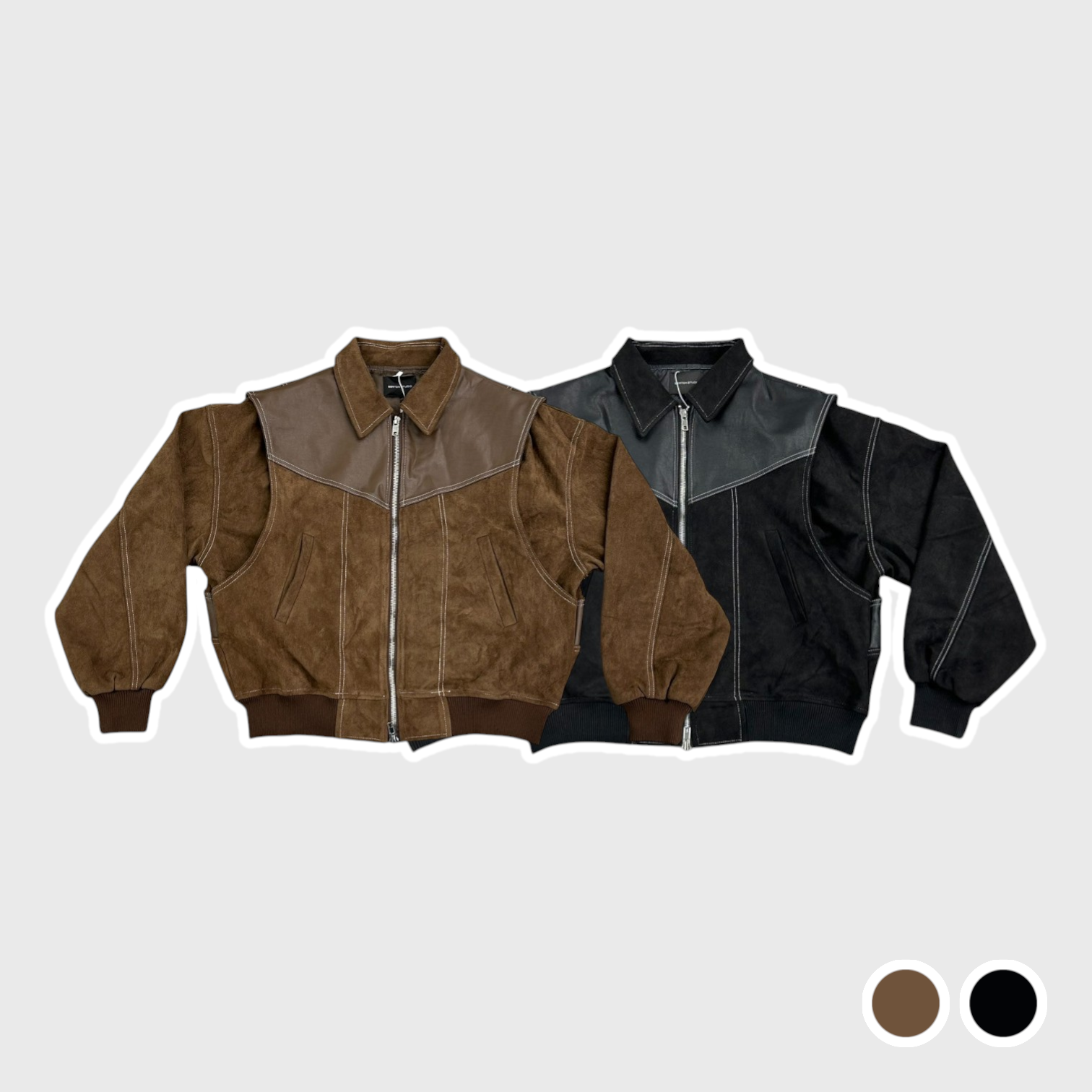 自訂款 拼接麂皮絨皮外套