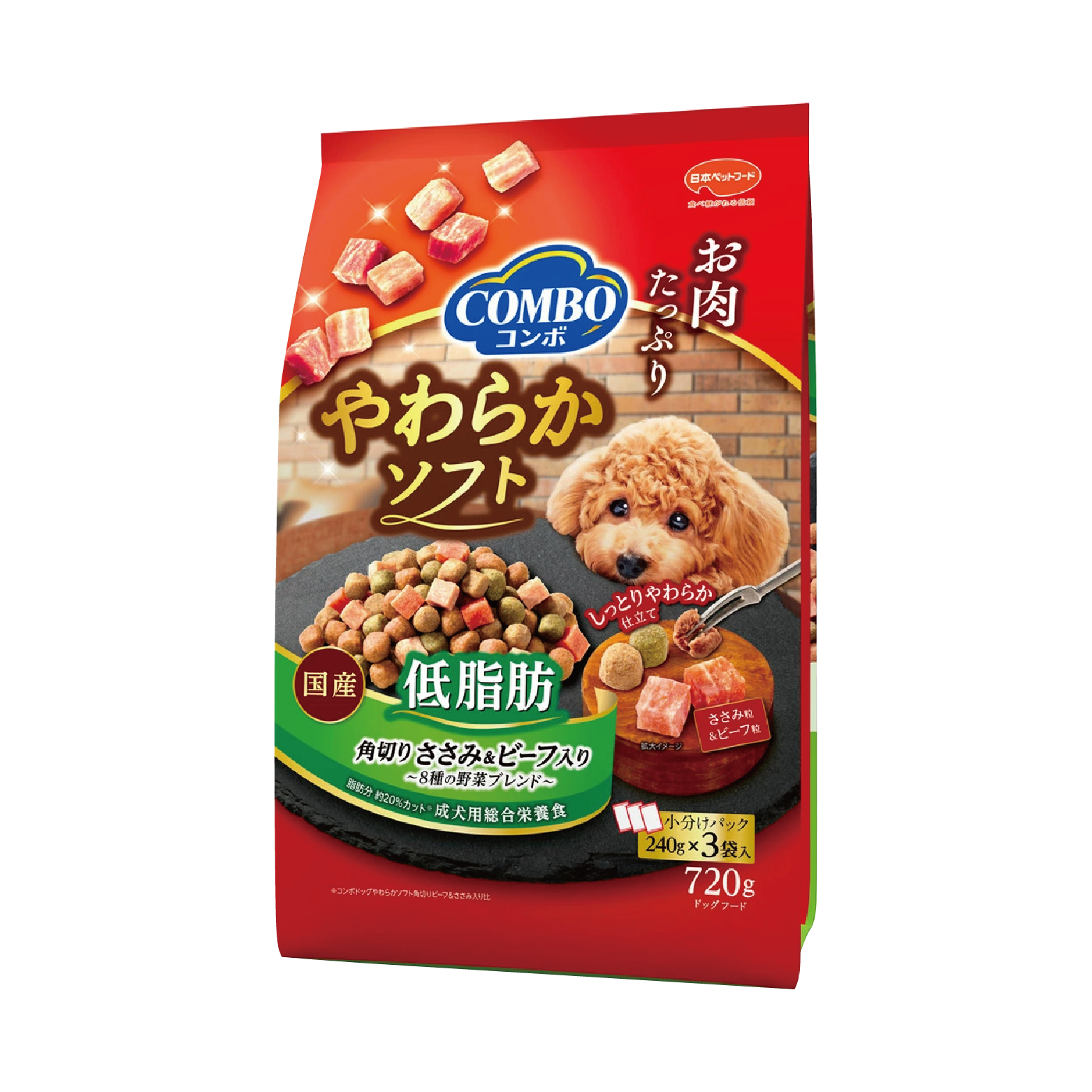 Combo 低脂雞肉角切、牛肉角切 軟粒狗糧 720g (CMO-1439)