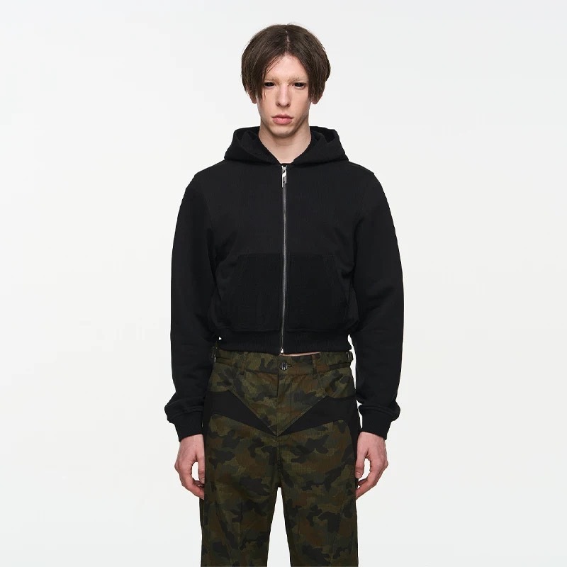 BLINDNOPLAN  基礎短版 拼接連帽外套