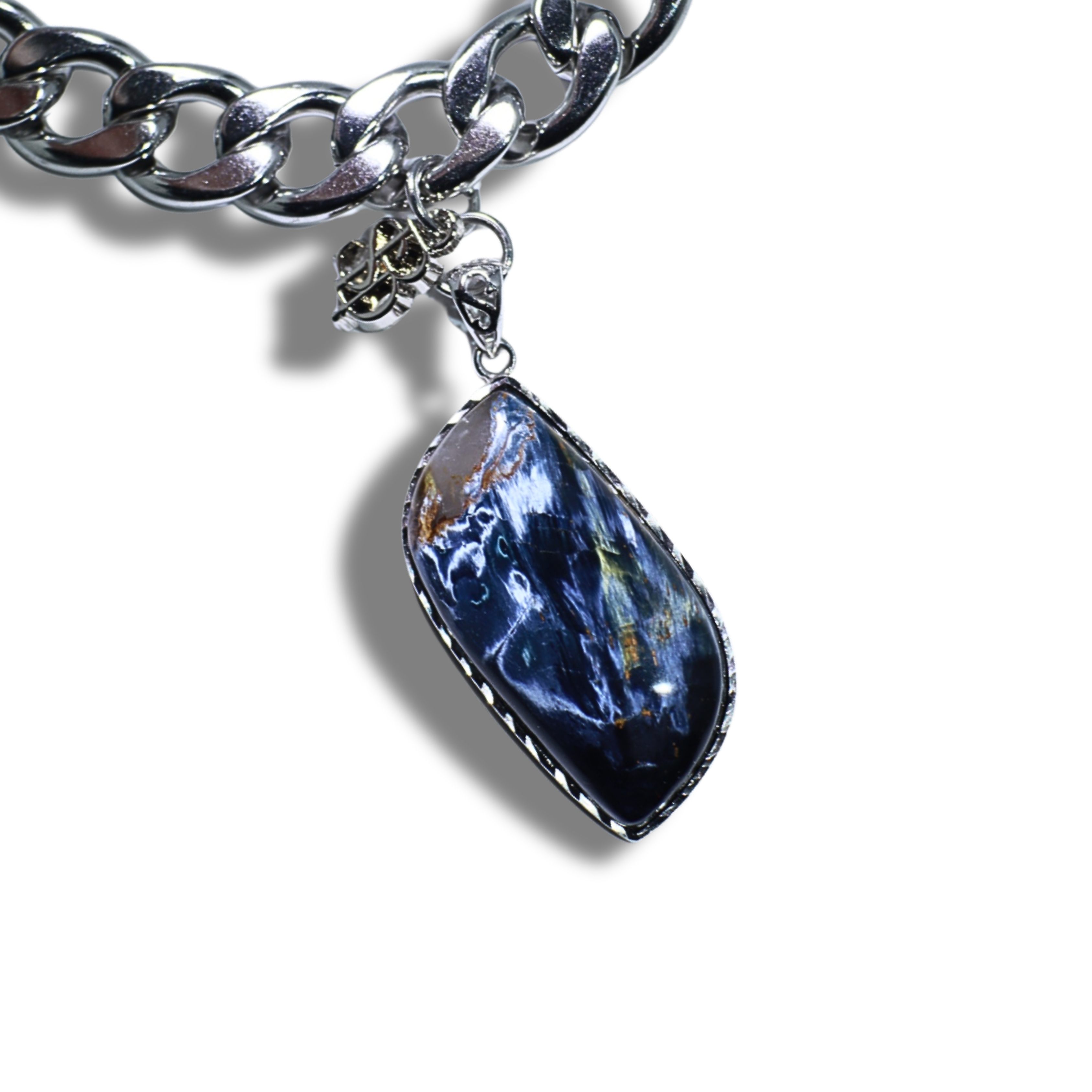 Namibia Blue Pietersite Cat-Eye Pendant & Necklace