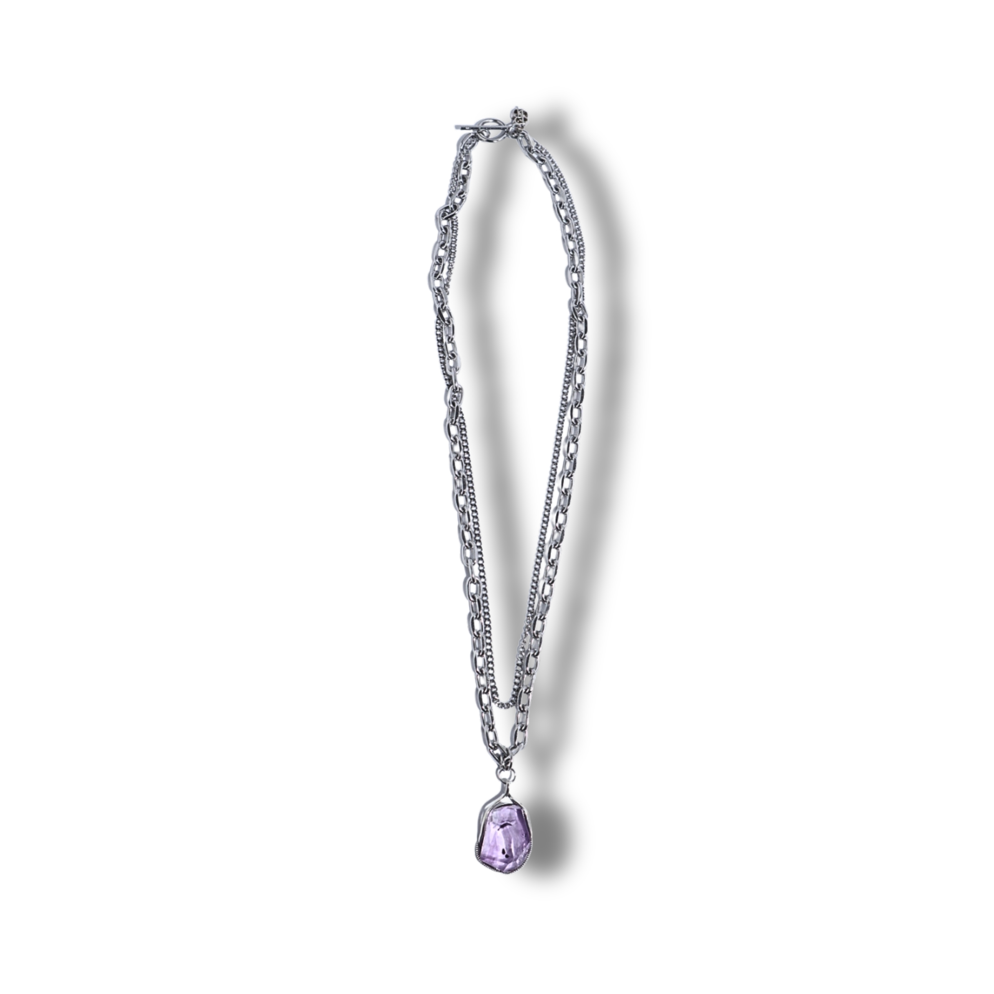 Brazil Amethyst Quartz with Hollandite Pendant & Necklace