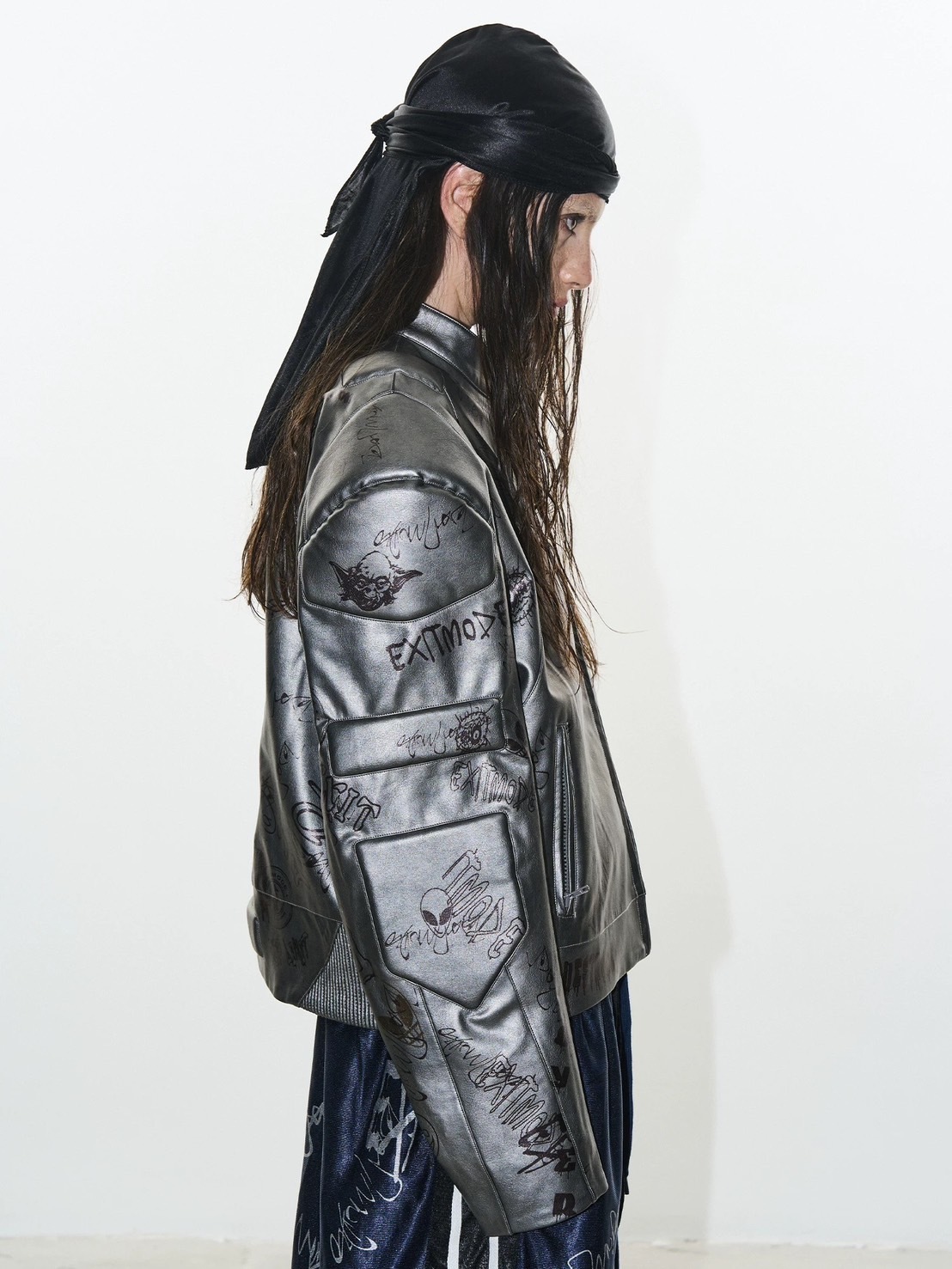 BLINDNOPLAN  塗鴉印花 機車皮衣外套