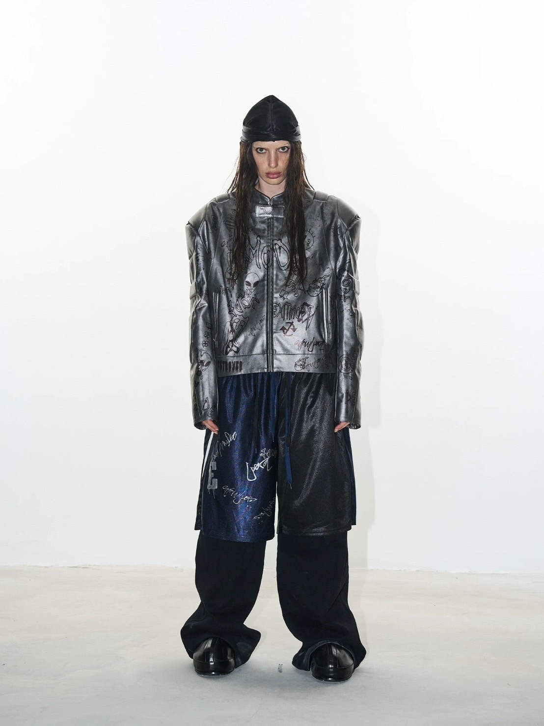 BLINDNOPLAN  塗鴉印花 機車皮衣外套