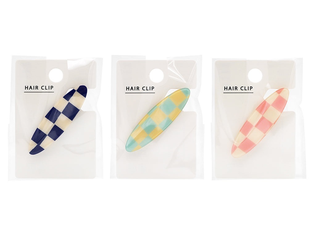 橢圓形髮夾/格子