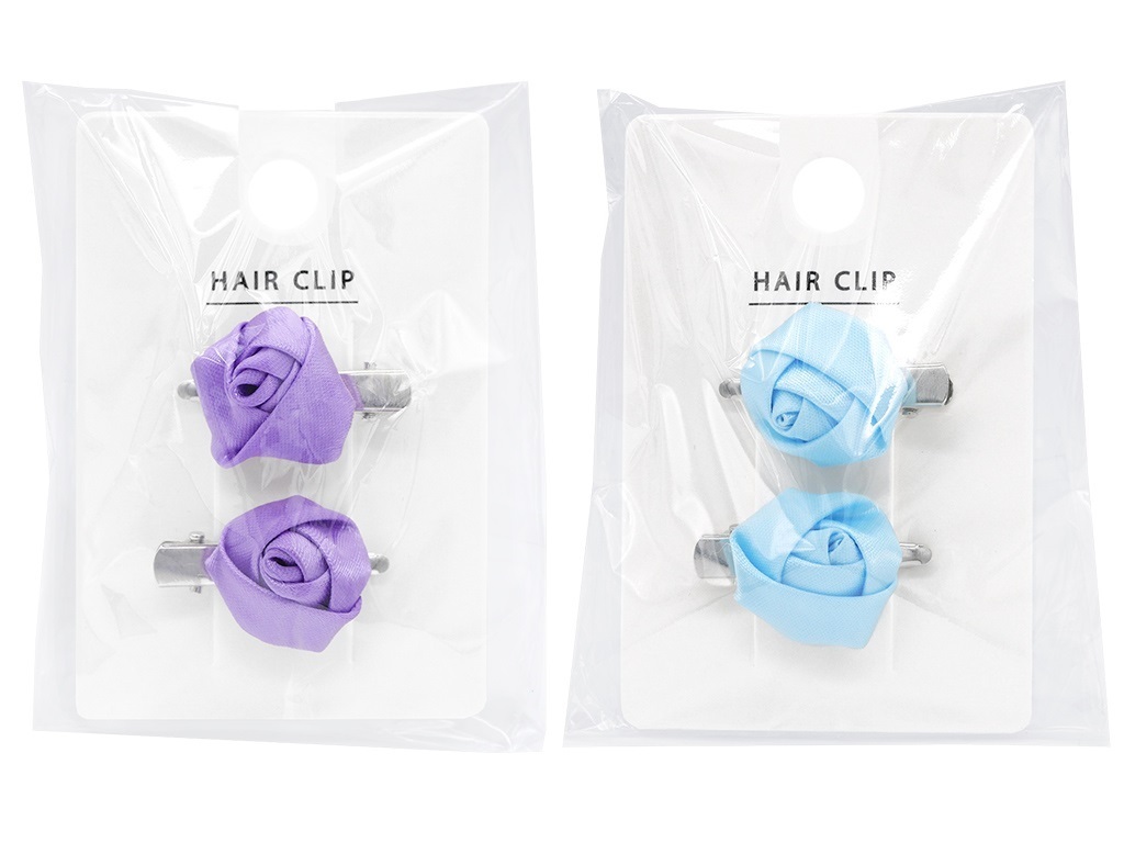 髮夾/冷色迷你玫瑰 2入