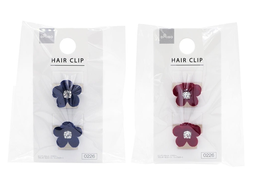 髮夾/深色絨面小花 2入