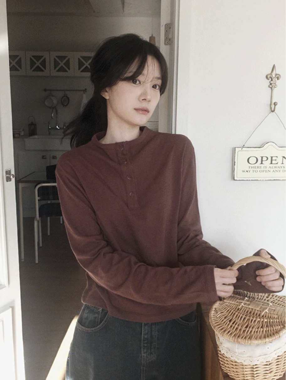 預訂｜SLOWAND #SLOWMADE Two Way Mock Neck Button Top (4 Color)