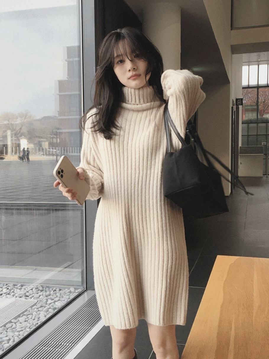 預訂｜SLOWAND #SLOWMADE Standing Turtleneck Knit One-piece (2 Color)