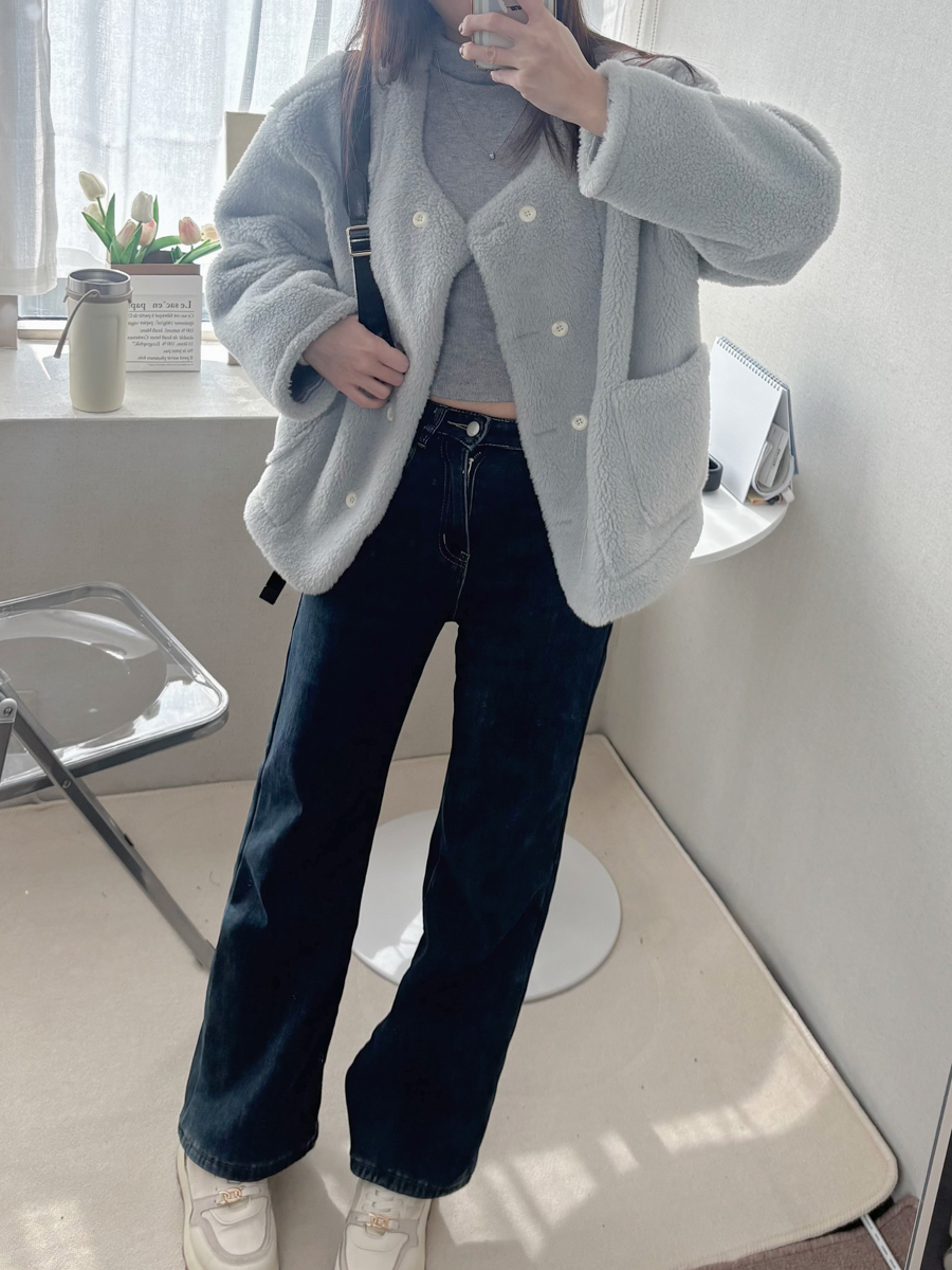 |現貨|⛄️（加絨/一般）小個子深藍牛仔微喇叭寬褲（XXS-L）（九分/長款）