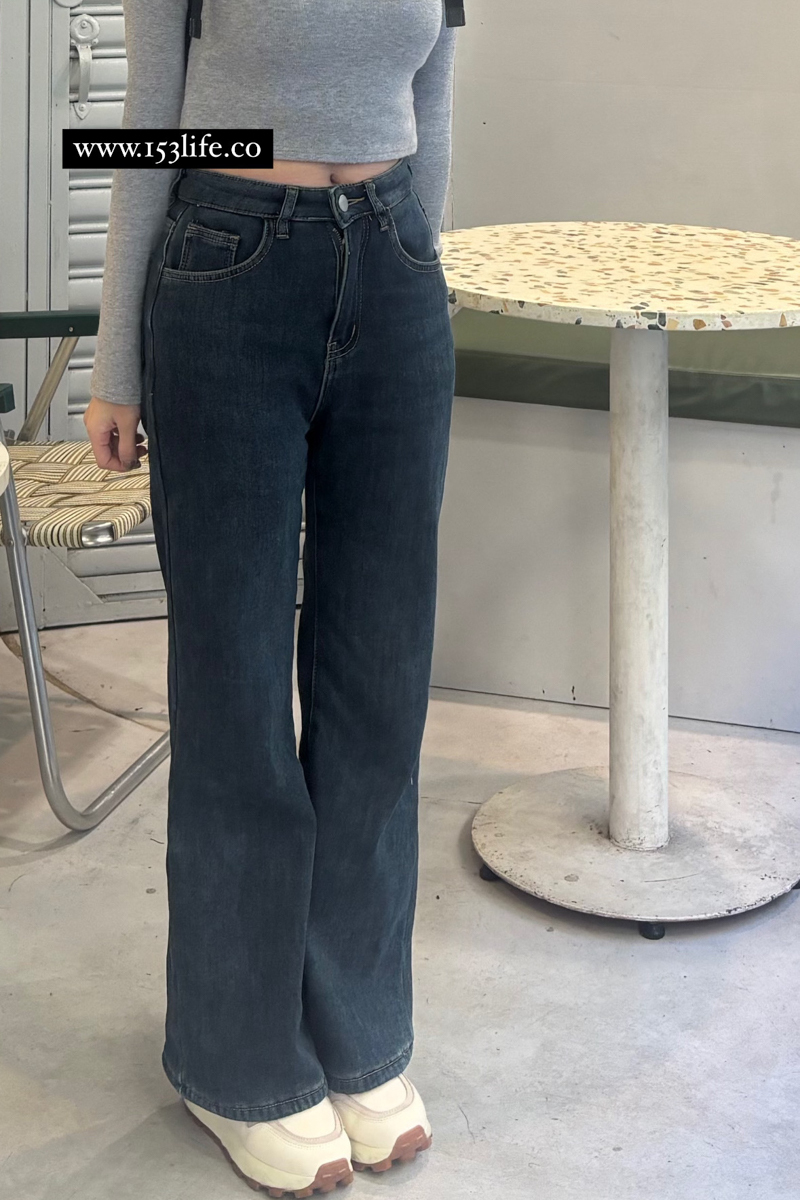 |現貨|⛄️（加絨/一般）小個子深藍牛仔微喇叭寬褲（XXS-L）（九分/長款）