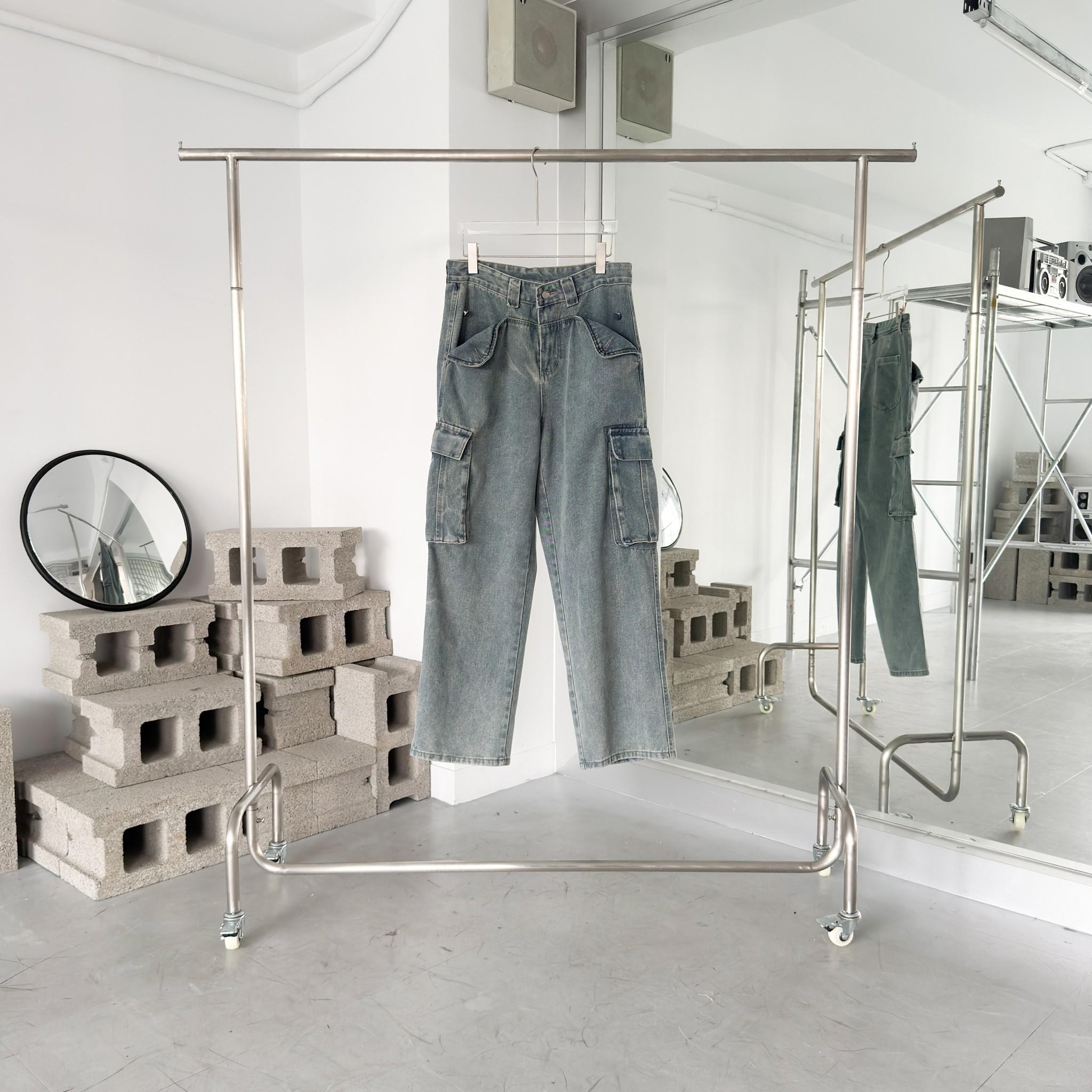 翻袋造型工裝牛仔褲 80768