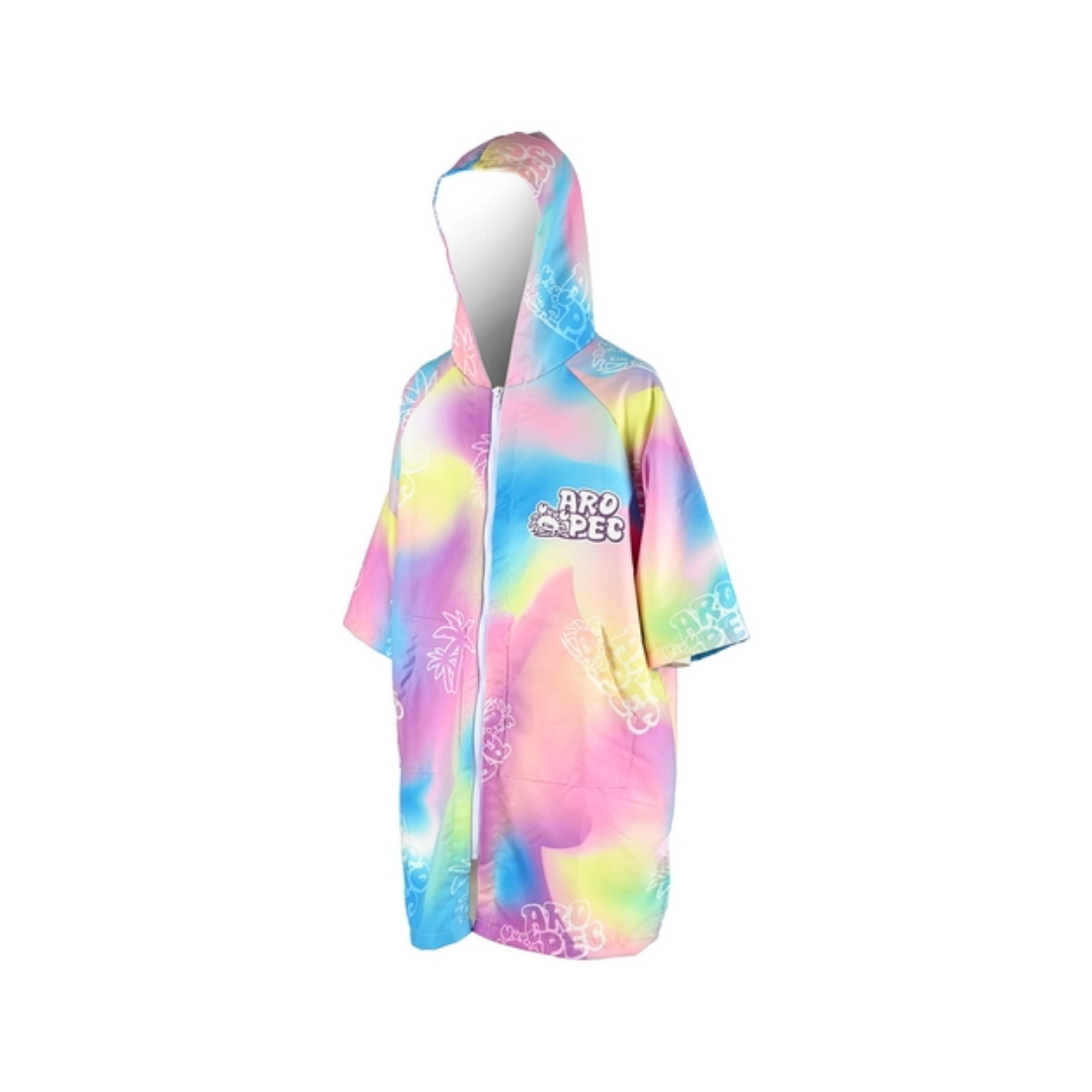 AROPEC 童款 彩虹 前開拉鍊輕薄速乾毛巾衣Poncho-Z1P33C