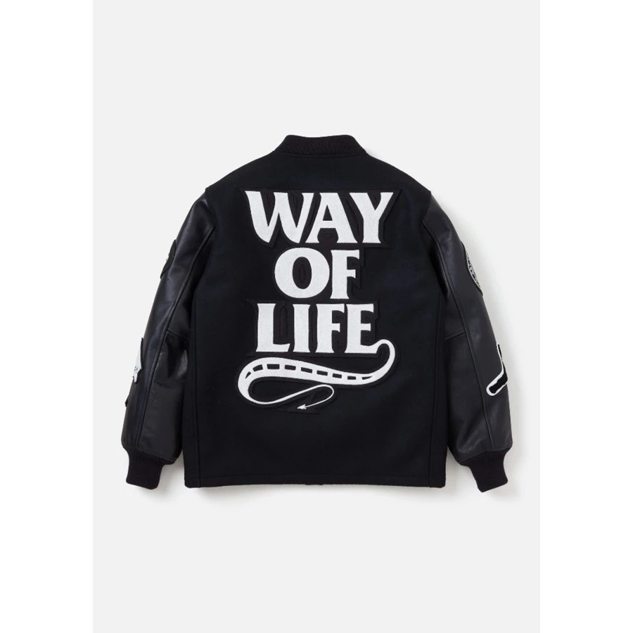 2024AW NEIGHBORHOOD WTAPS 20th RATS LEATHER X MELTON COMBINATION JACKET 皮袖 棒球 外套 三方 聯名 現貨 242RTWRN-JKM02S