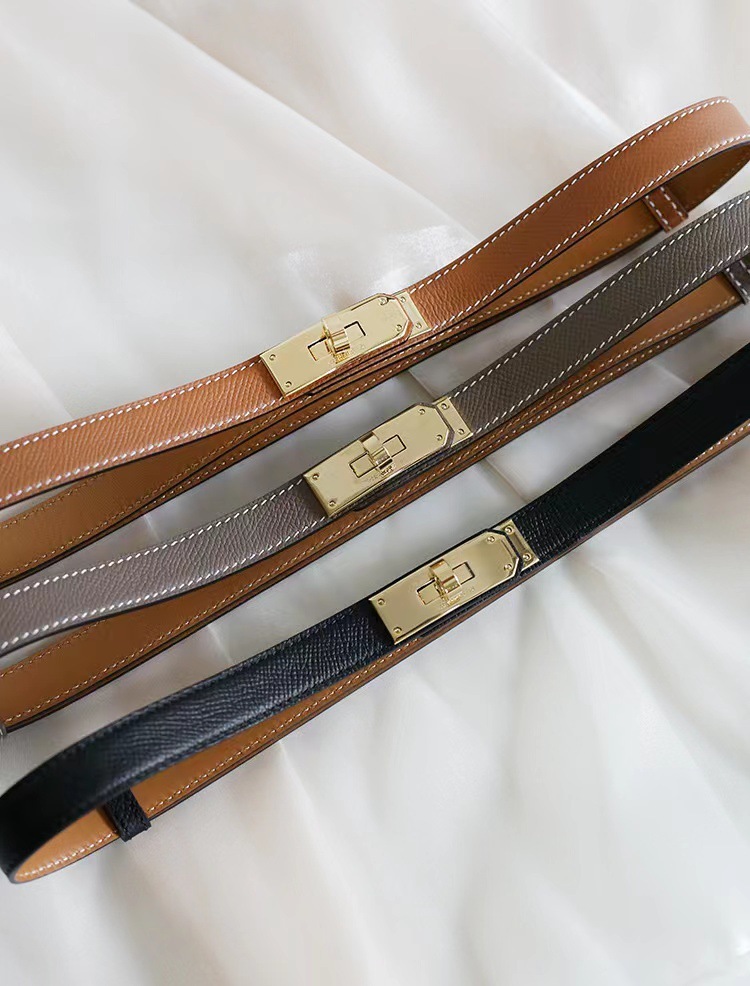 Kelly 鎖頭 牛皮腰帶 (金/銀)(多色) 