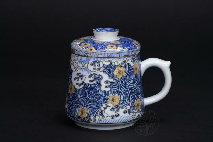 鹿港窯禮品館│星月浪花描金馬克杯