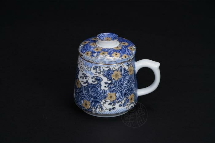 鹿港窯禮品館│星月浪花描金馬克杯