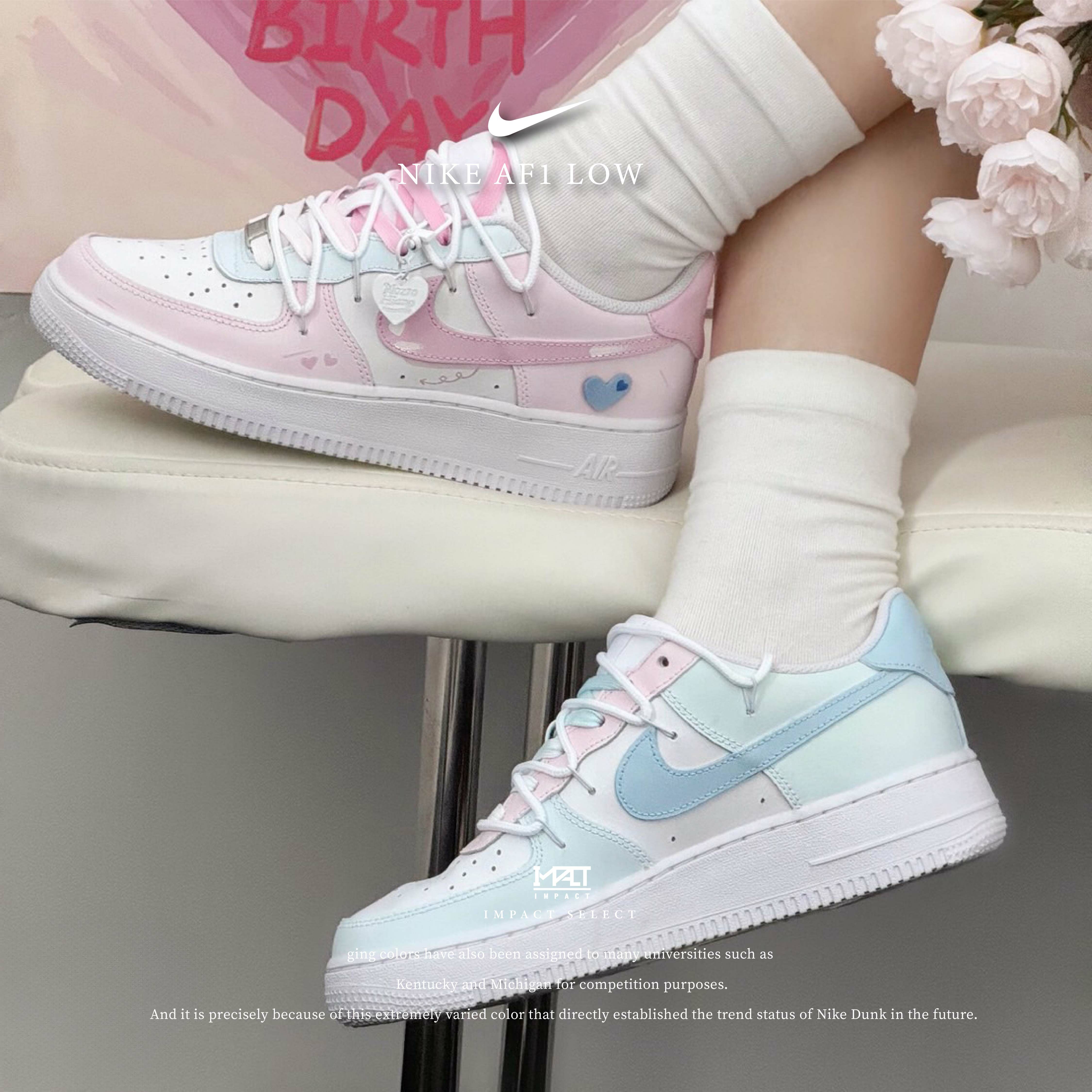 【訂製款】Nike Air Force 1 Low GS 鴛鴦甜心 反轉配色 小愛心