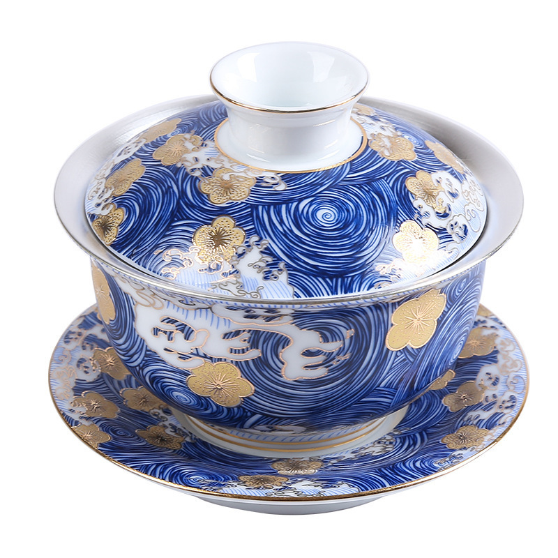 星月浪花蓋碗杯