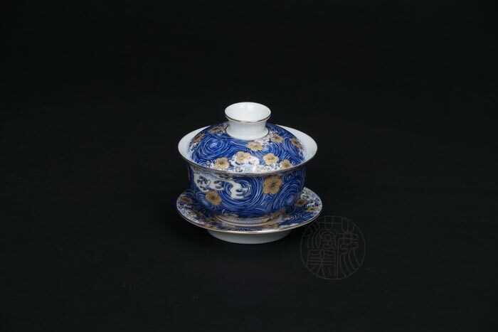 鹿港窯禮品館│星月浪花蓋碗杯