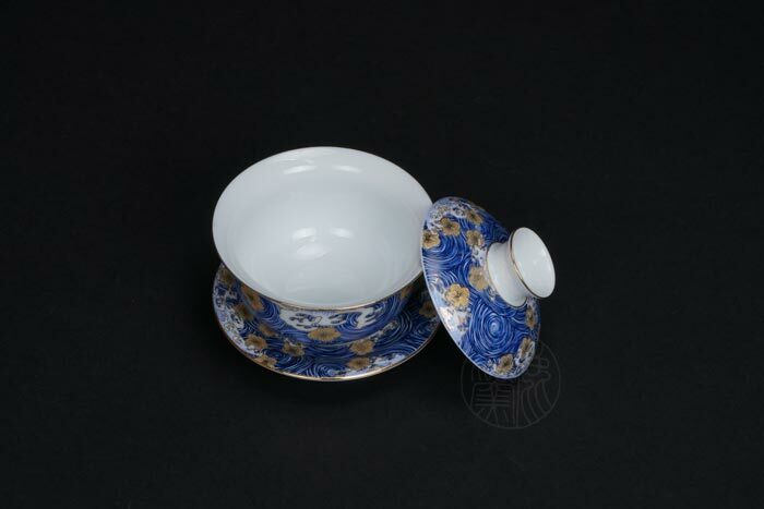 鹿港窯禮品館│星月浪花蓋碗杯