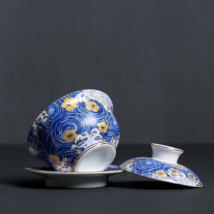 鹿港窯禮品館│星月浪花蓋碗杯