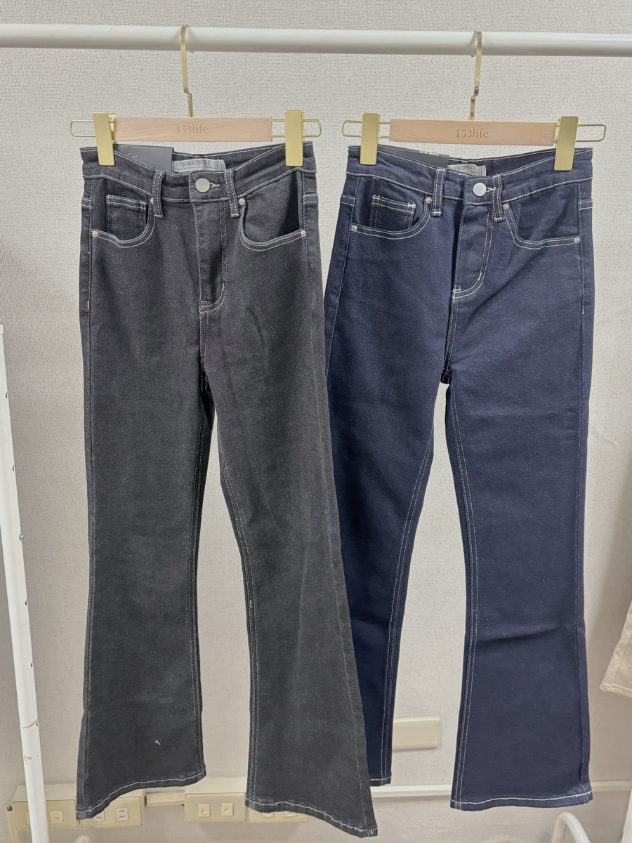 |現+預|撞色車縫合身微喇叭褲(2色)(S-L)