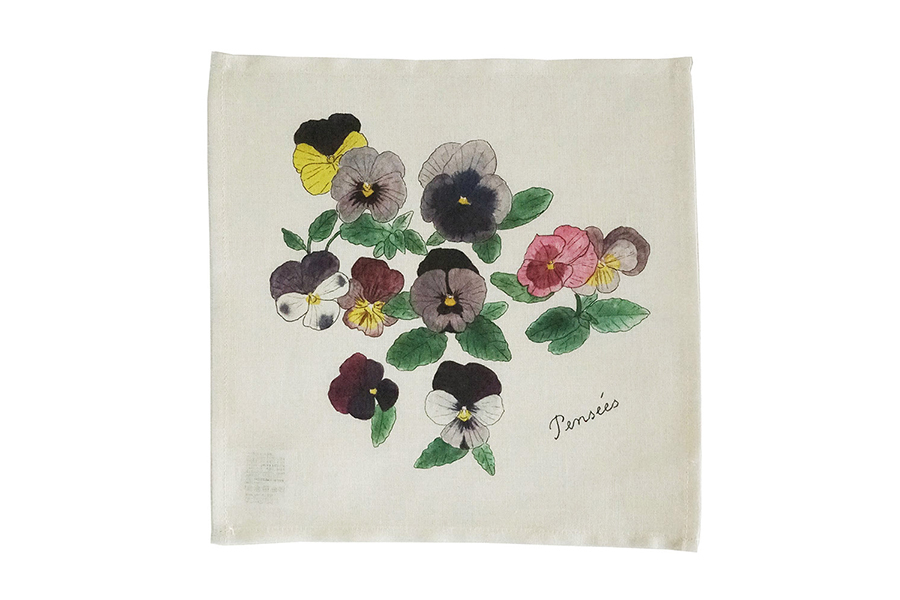 fog linen work -ISABELLE BOINOT 迷你手帕 No.9 大花三色堇