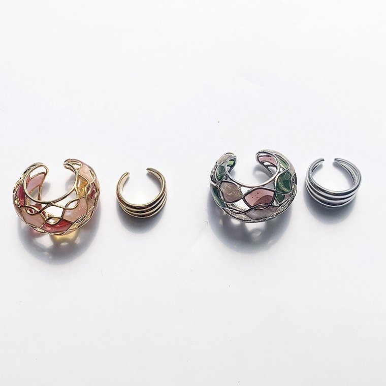 彩色玻璃通花耳骨夾