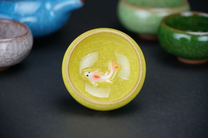 鹿港窯禮品館│冰裂釉陶瓷茶具組【魚趣設計】一壺六杯｜春節伴手禮、商務贈品首選