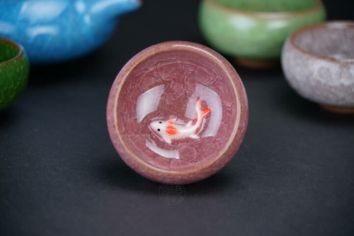 鹿港窯禮品館│冰裂釉陶瓷茶具組【魚趣設計】一壺六杯｜春節伴手禮、商務贈品首選