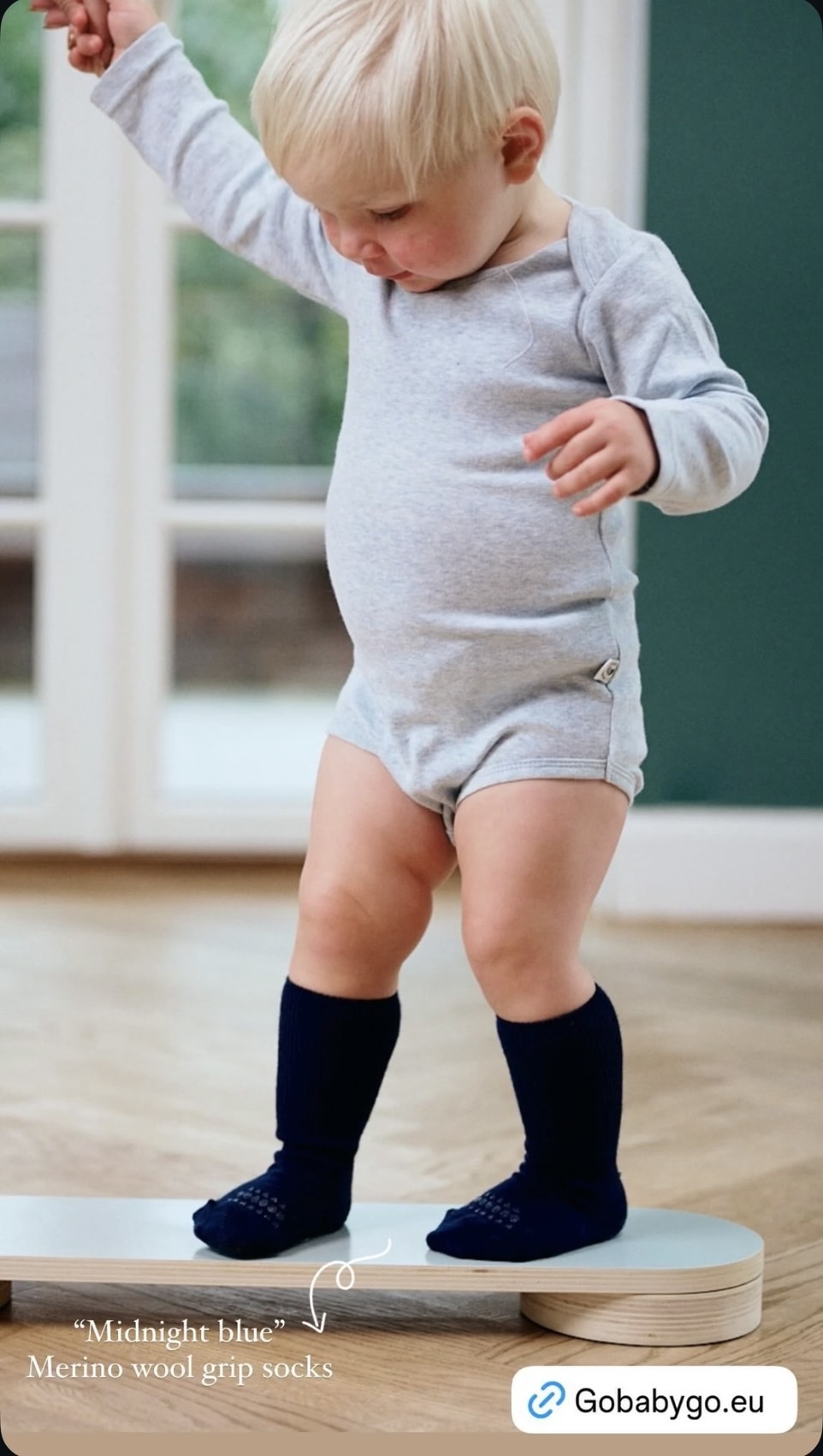 丹麥GoBabyGo 美麗諾羊毛防滑襪 - Midnight Blue